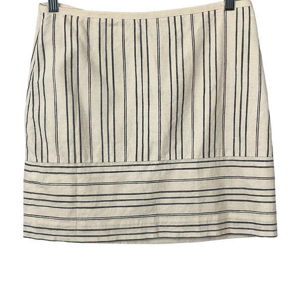 Madewell Linen Gamine Mini Skirt in Stripe Play White Blue Mini Skirt sz 4 - Picture 5 of 11